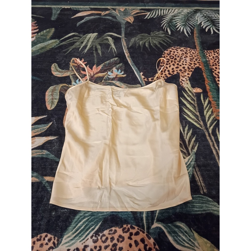 St. John Size 8 Silk Blend Satin Cami Tank Top Champagne Beige Minimalist Y2K